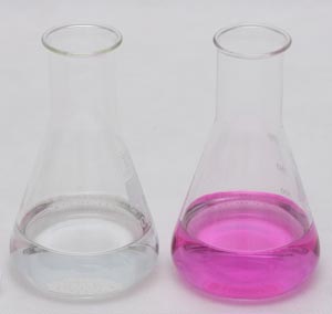 phenolphthalein color change near titration end point